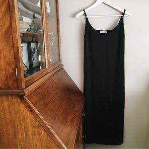 • SOLD • Oak + Fort Black Slip MIDI Dress